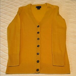 NEW 100% 2-ply Cashmere Women's Yellow Cardigan Sweater Size S